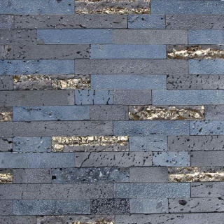    Мозаика LAVA BLACK GOLD (ДЕКОР ),  чип 20*50+20*100 мм, на сетке	300*300*12 мм